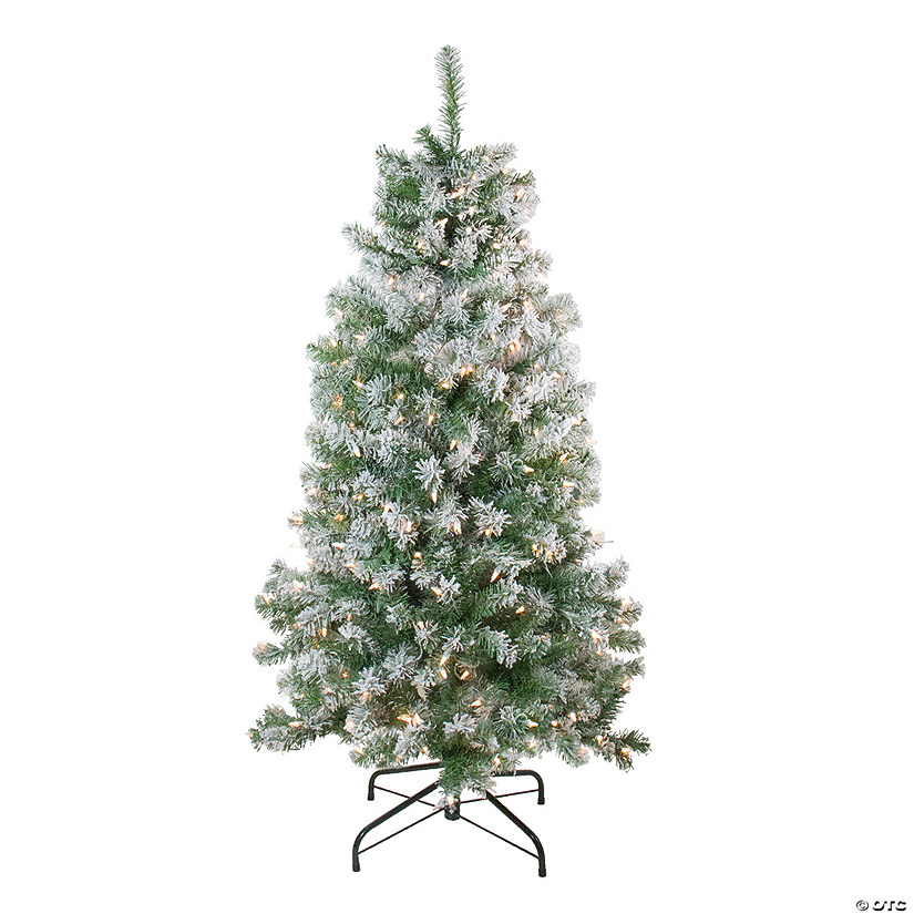 Northlight 4.5' Pre-Lit Medium Flocked Winema Pine Artificial Christmas Tree - Clear Lights Image