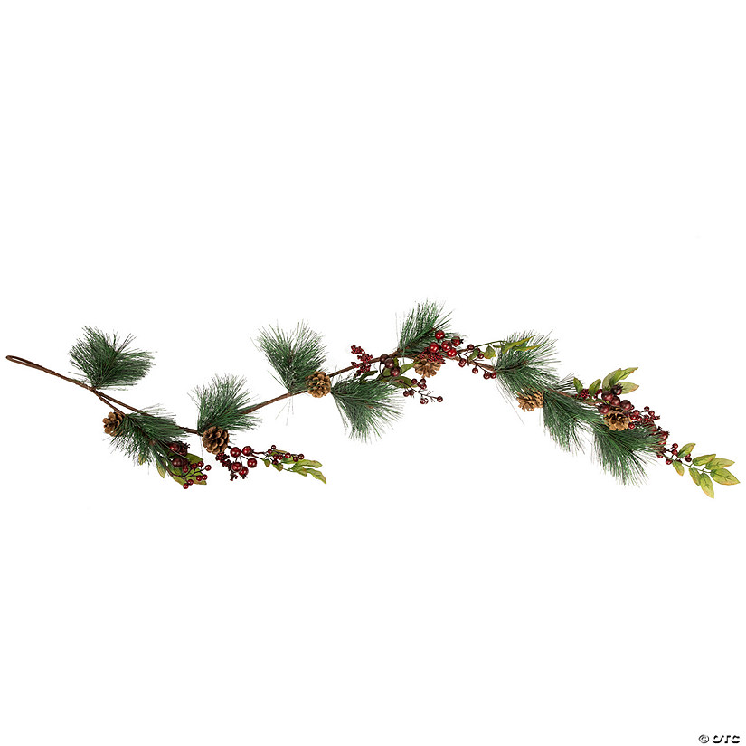 Northlight 4.5' x 5.5" Green and Red Snow Dusted Artificial Christmas Garland - Unlit Image