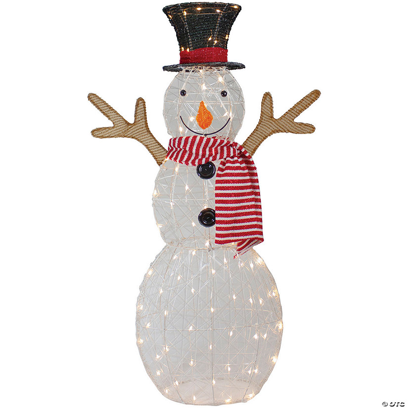 Northlight 4' LED Pre-Lit Snowman with Top Hat and Red Scarf Outdoor Christmas Decoration Image