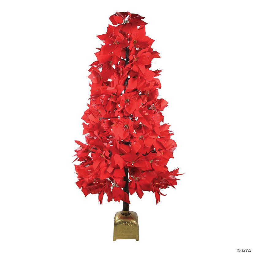 Northlight 4' Pre-Lit Fiber Optic Color Changing Red Poinsettia Christmas Tree Image