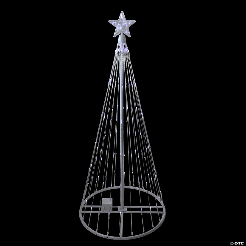 Northlight 4' Pre-Lit White LED Show Cone Christmas Tree Yard Decor Image