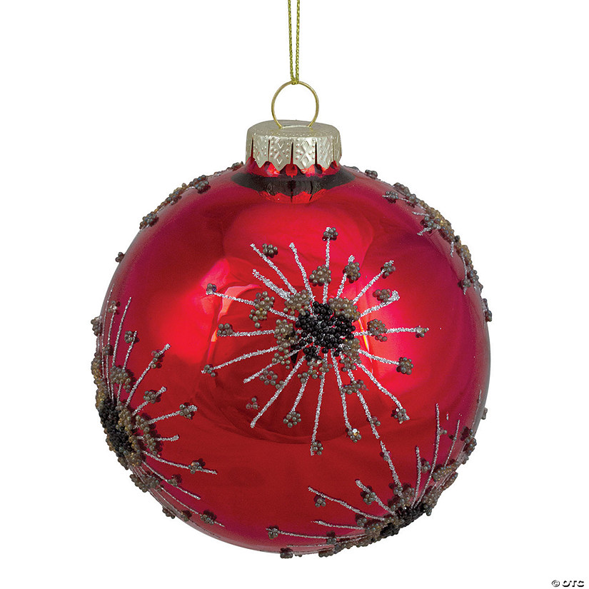 Northlight 4" Red Snowflake Glass Christmas Ball Ornament Image