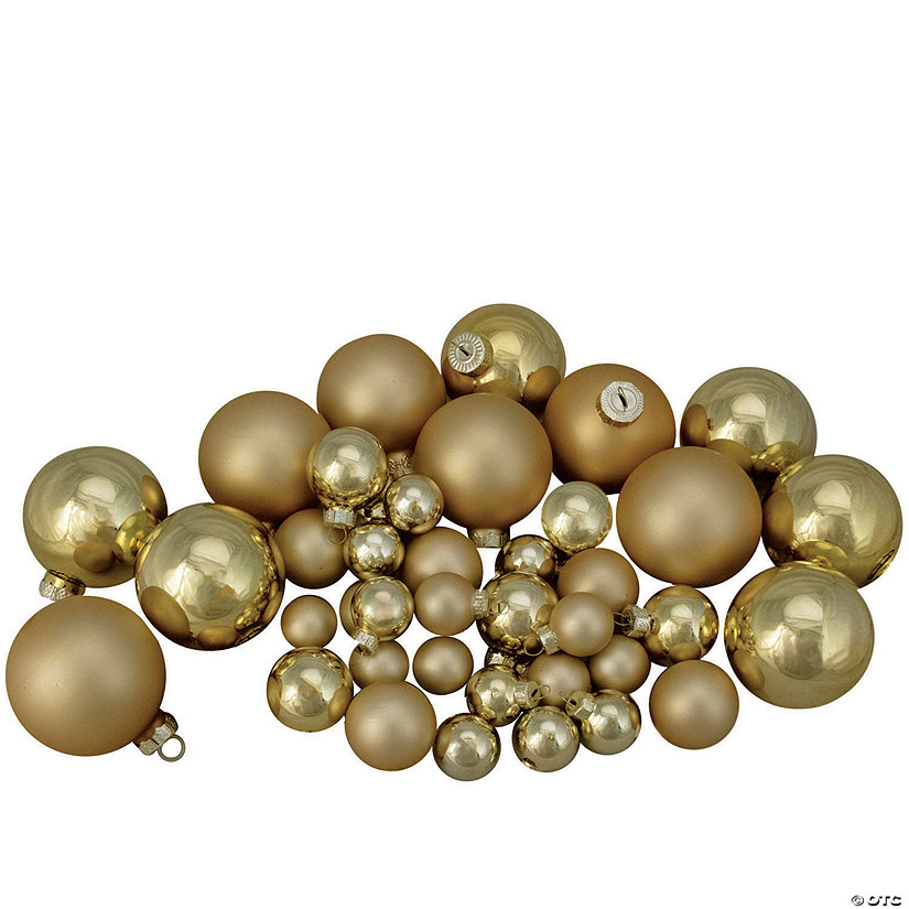 Northlight 40ct Gold Glass 2-Finish Christmas Ball Ornaments 2.5" (60mm) Image