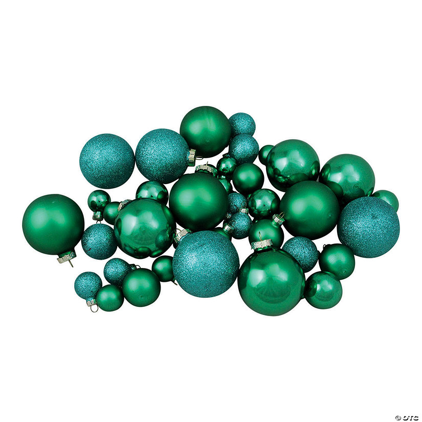 Northlight 40ct Green 2- Finish Multiple Size Glass Ball Christmas Ornaments Image