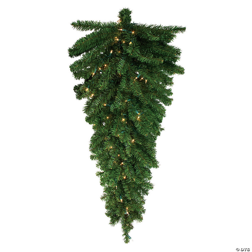 Northlight 42" Pre-Lit Canadian Pine Artificial Christmas Teardrop Door Swag - Clear Lights Image
