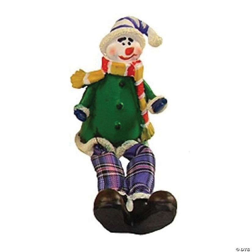 Northlight 5.5" Green and Purple Plaid Sitting Snowman Christmas Tabletop Figurine Image