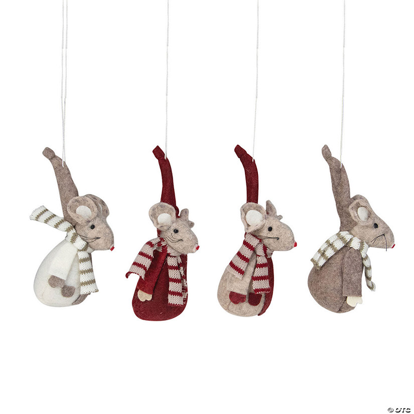 Northlight 5.5" Red and Gray Mice Christmas Ornaments, Set of 4 Image