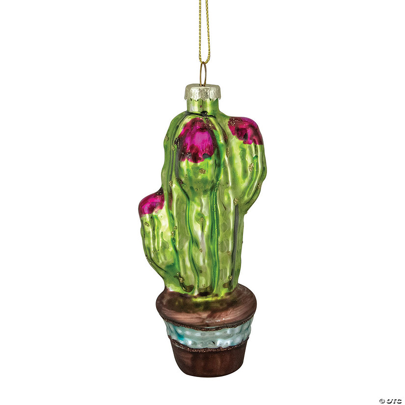 Northlight 5" Cactus Glass Christmas Ornament Image