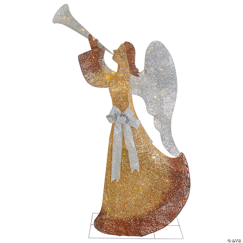 Northlight 5' Gold LED Pre-Lit Angel with Trumpet Outdoor Christmas Decoration Image