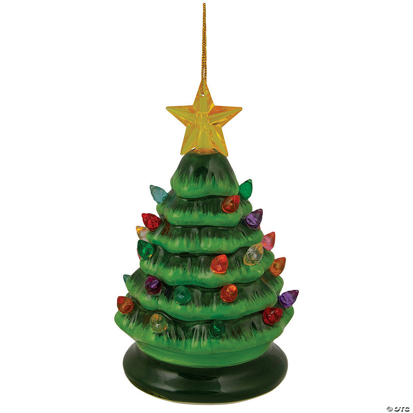 Northlight 5" Green LED Retro Christmas Tree Ornament Image