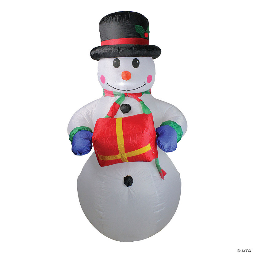 Northlight - 5' Pre-Lit White and Red Inflatable Lighted Snowman Outdoor Christmas Decor Image