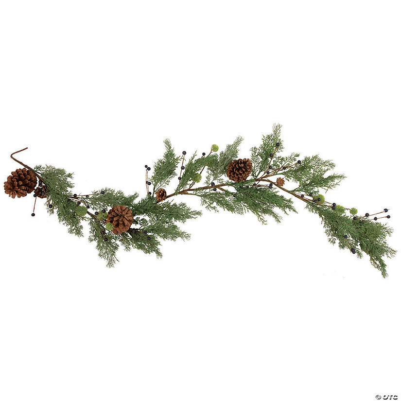 Northlight 5' x 10" Pine and Blueberry Christmas Garland with Pinecones  Unlit Image