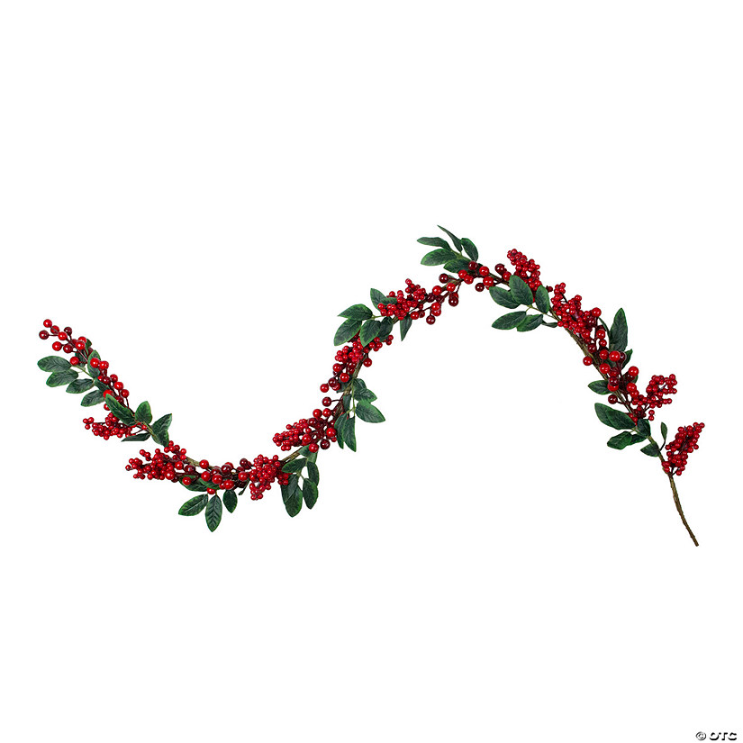Northlight 5' x 3.25" Red Berries with Leaves Artificial Christmas Garland  Unlit Image