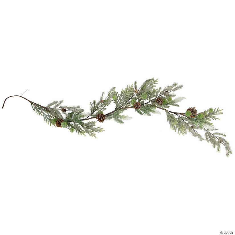 Northlight 5' x 8" Artificial Christmas Garland with with Frosted Foliage and Pine Cones  Unlit Image