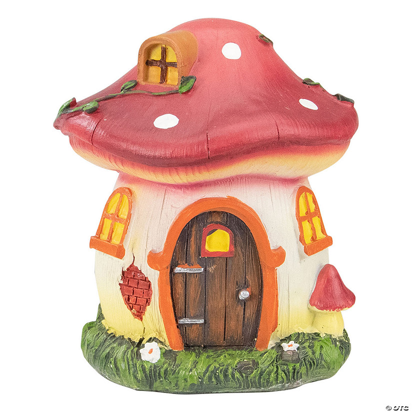 Northlight 6.25" Red Mushroom House Outdoor Garden Statue Image