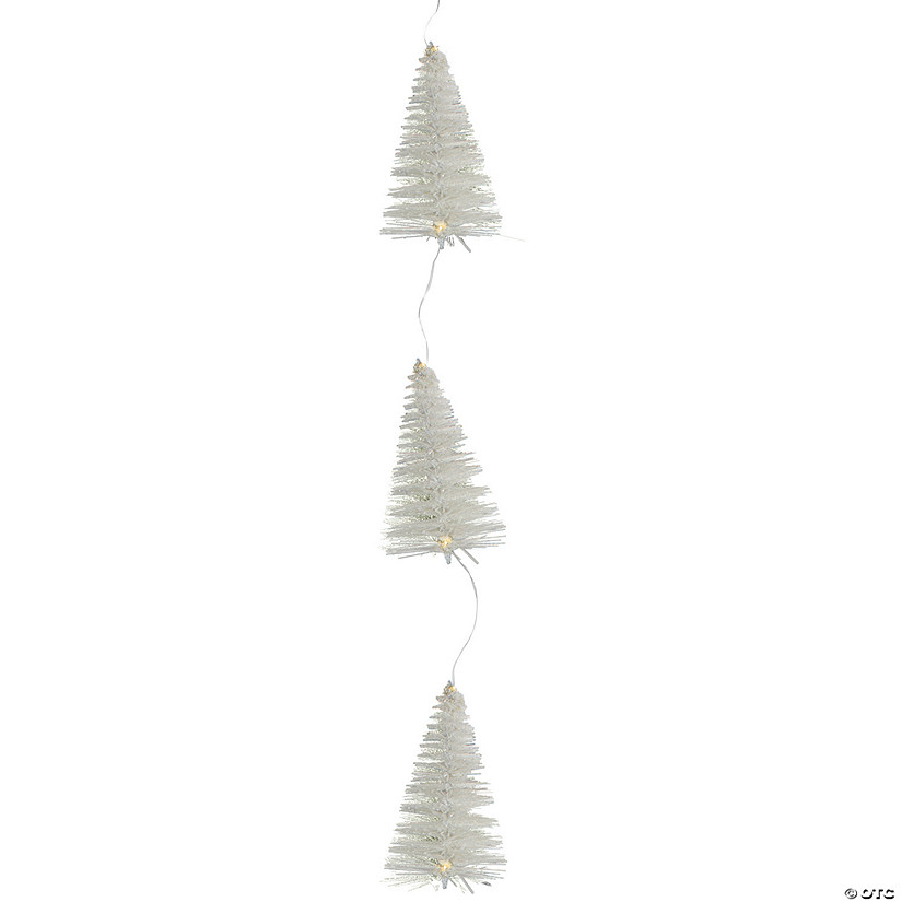 Northlight 6.5' LED Lighted White Mini Sisal Tree Christmas Garland - Warm White Lights Image