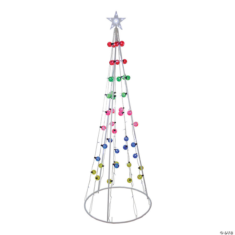 Northlight - 6' Multi-Colored Pre-Lit Cone Christmas Tree Outdoor Decoration Image