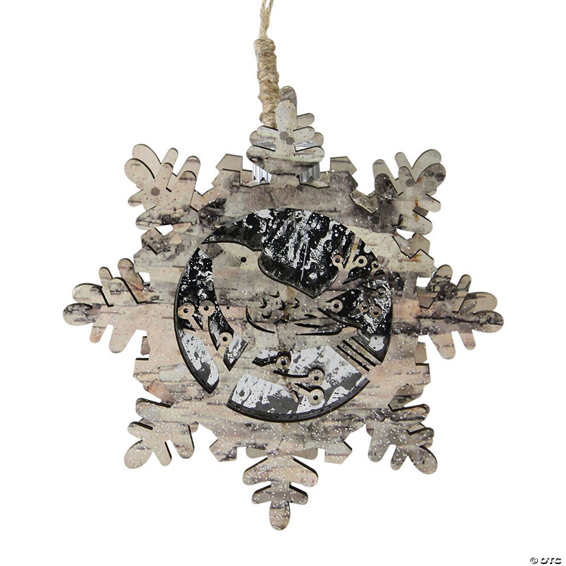 Northlight 6" Pre-Lit Snowflake with Bird Christmas Ornament Image