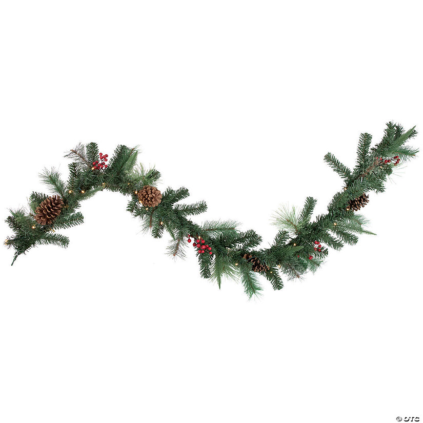 Northlight 6' x 9" Pre-Lit Decorated Pine Cone and Berries Artificial Christmas Garland Image