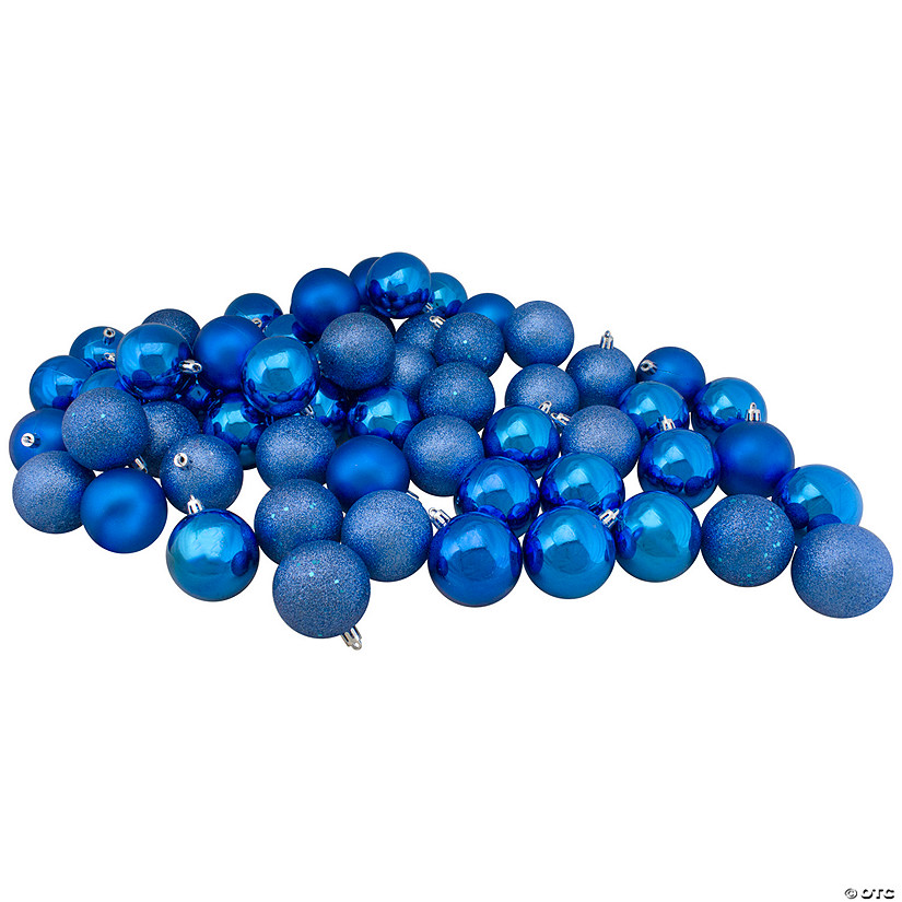 Northlight 60ct Lavish Blue Shatterproof 4-Finish Christmas Ball Ornaments 2.5" (60mm) Image