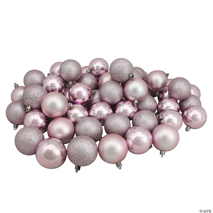 Northlight 60ct Pink Shatterproof 4-Finish Christmas Ball Ornaments 2.5" (60mm) Image