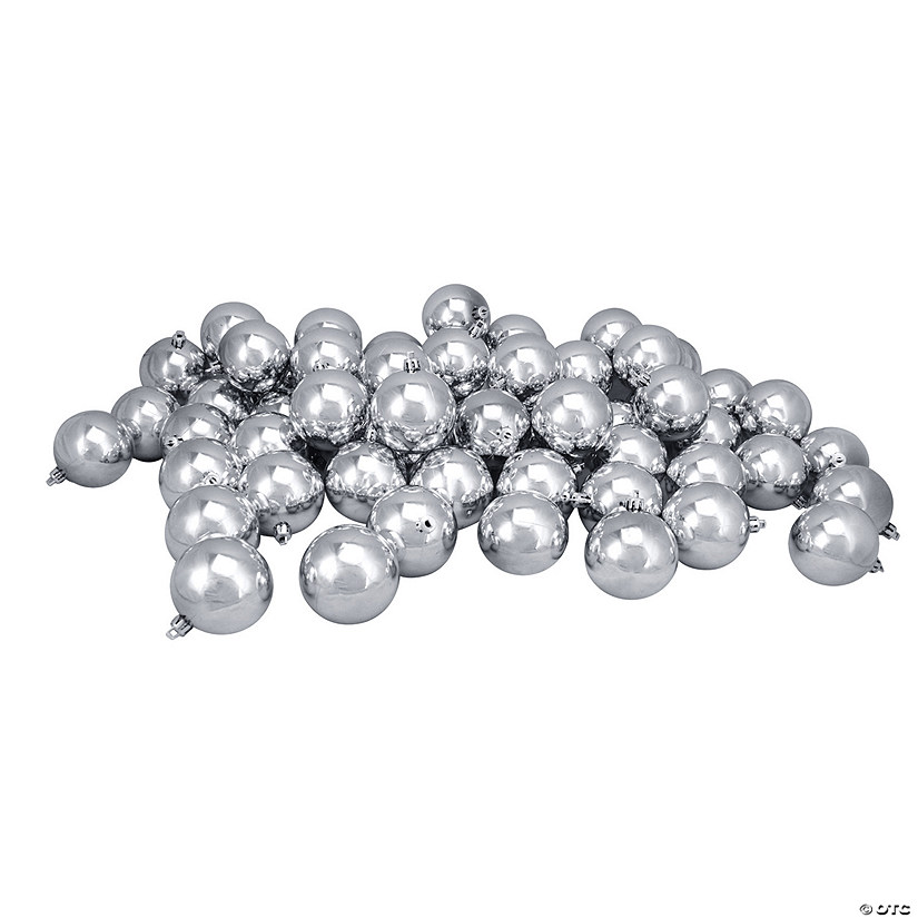 Northlight 60ct Silver Shatterproof Shiny Christmas Ball Ornaments 2.5" (60mm) Image