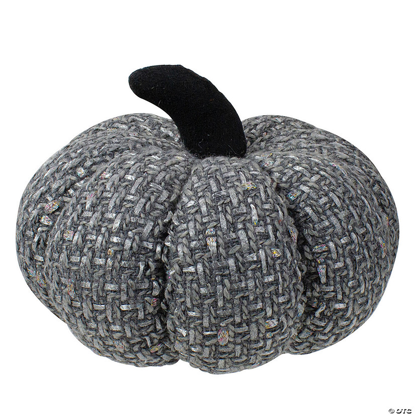 Northlight 7.5" Gray Knitted Fall Harvest Tabletop Pumpkin Image