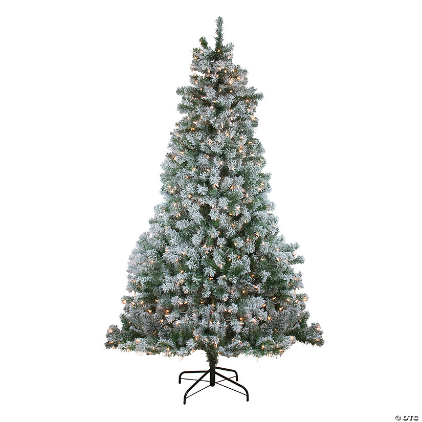 Northlight 7.5' Pre-Lit Full Winema Pine Flocked Artificial Christmas Tree - Clear Lights Image