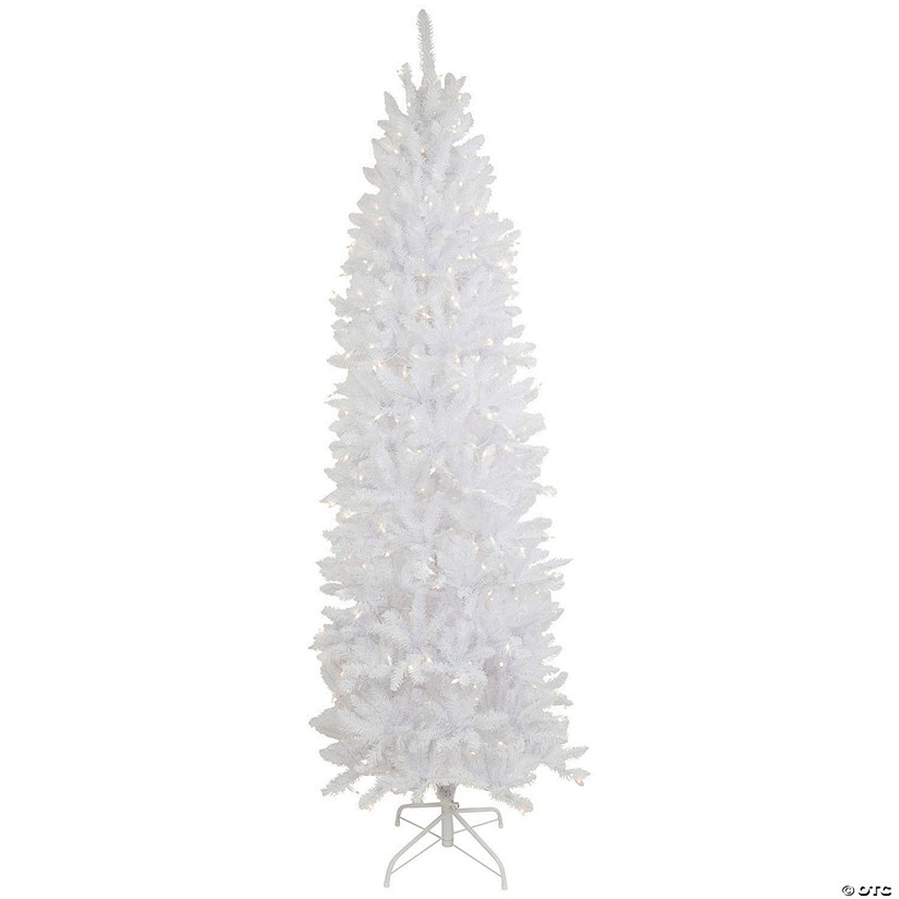 Northlight 7.5' Pre-Lit Rapids White Pine Pencil Artificial Christmas Tree  Clear Lights Image
