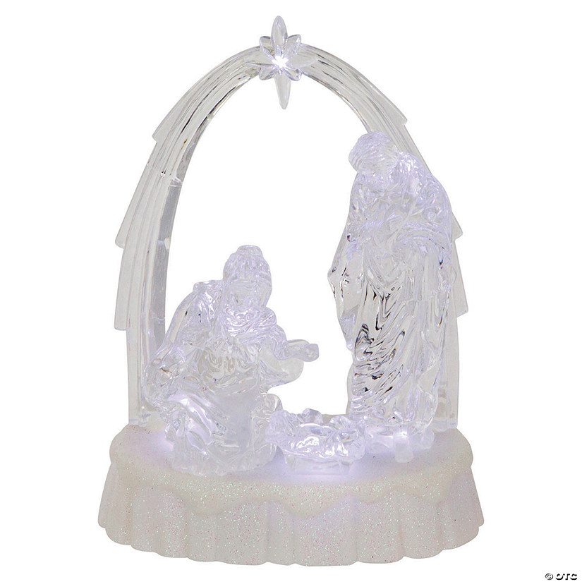 Northlight 7" LED Lighted Musical Icy Crystal Nativity Scene Christmas Decoration Image