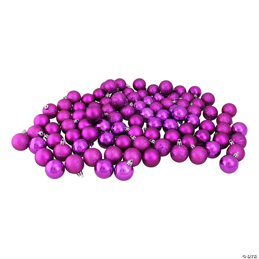 Northlight 96ct Purple Shatterproof 4-Finish Christmas Ball Ornaments 1.5" (35mm) Image