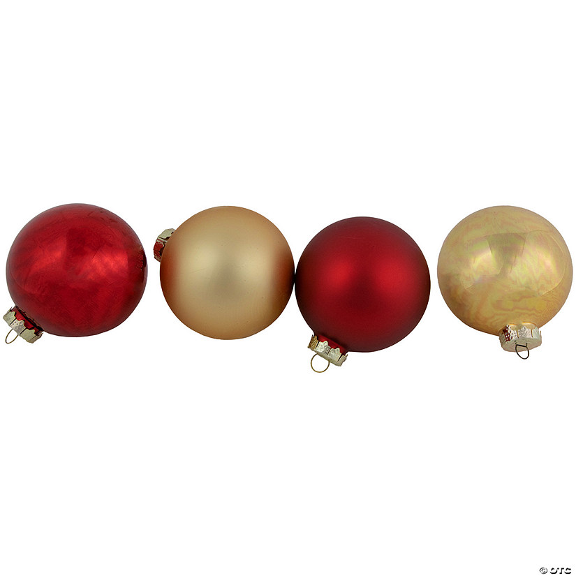 Northlight 96ct Red and Gold 2-Finish Glass Ball Christmas Ornaments 3.25" (80mm) Image