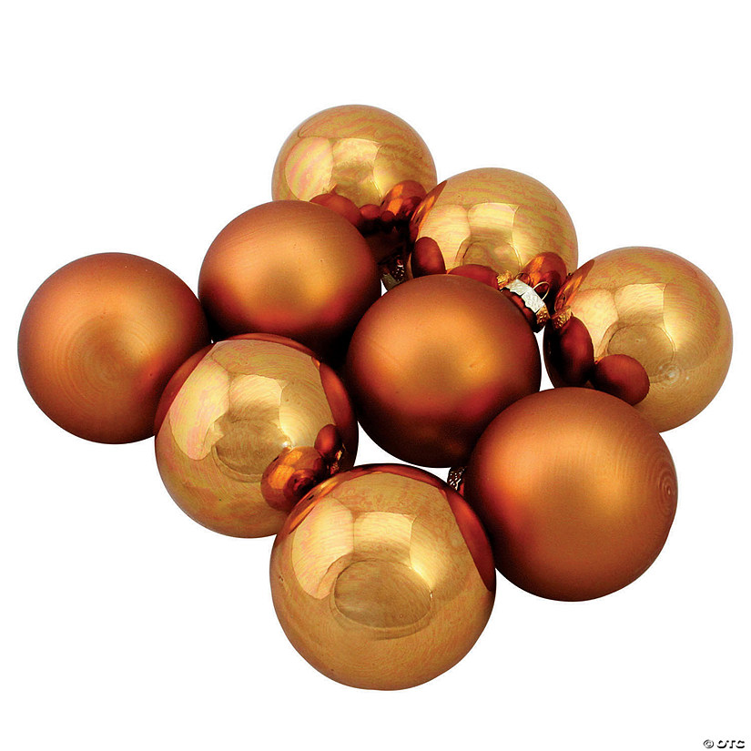 Northlight 9ct Bronze 2-Finish Glass Ball Christmas Ornaments 2.5" (65mm) Image