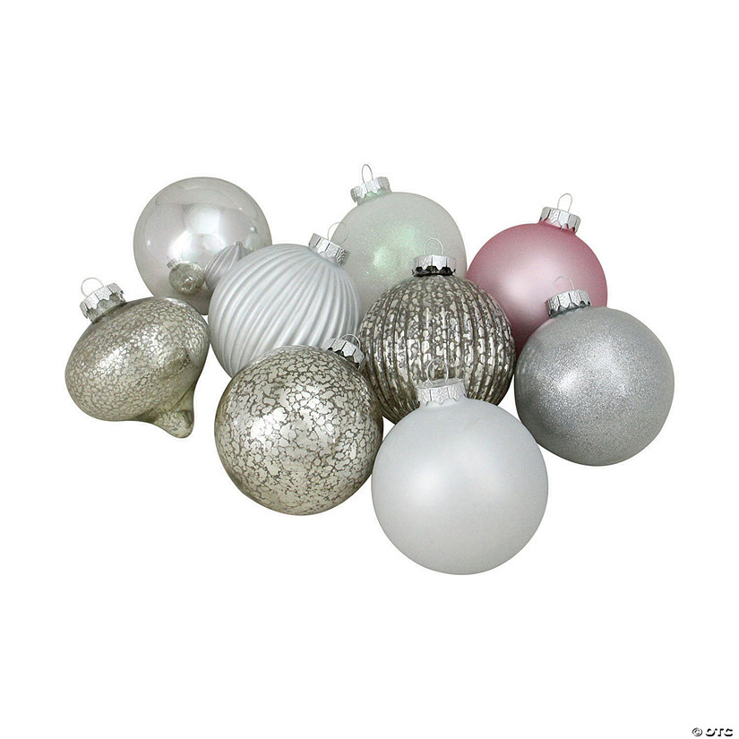 Northlight 9ct Silver 3-Finish Shatterproof Christmas Ball and Onion Ornaments 3.75" (95mm) Image