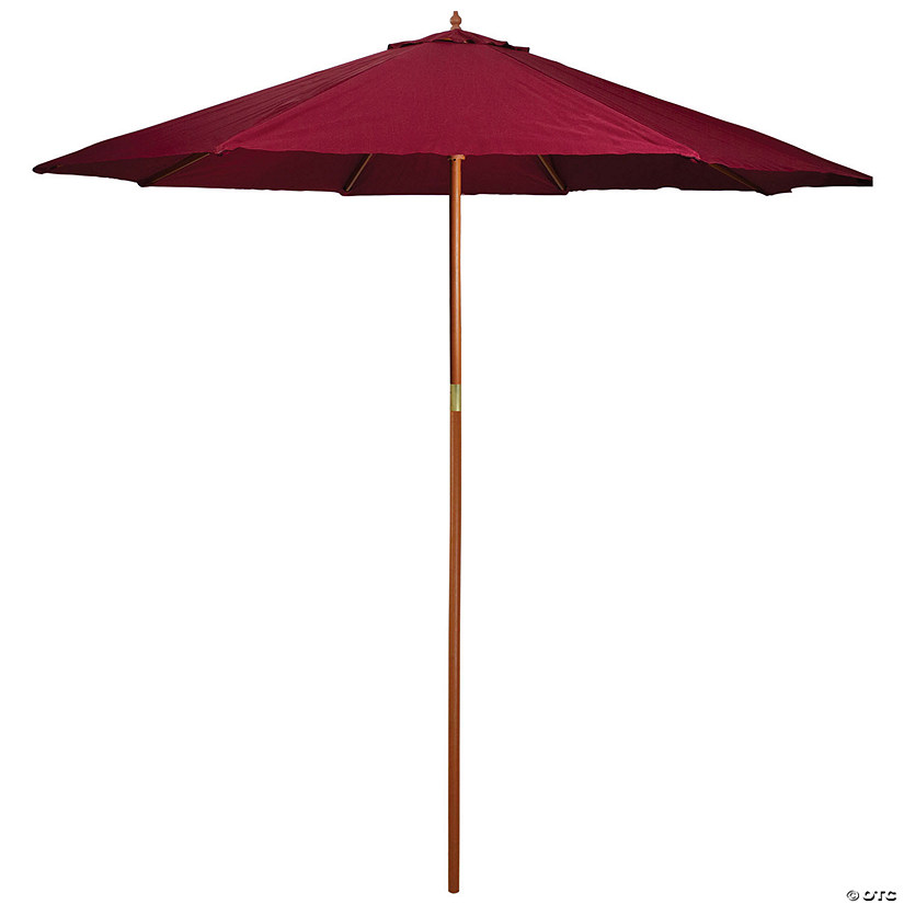 Northlight 9ft Outdoor Patio Market Umbrella with Wood Pole  Burgundy Image