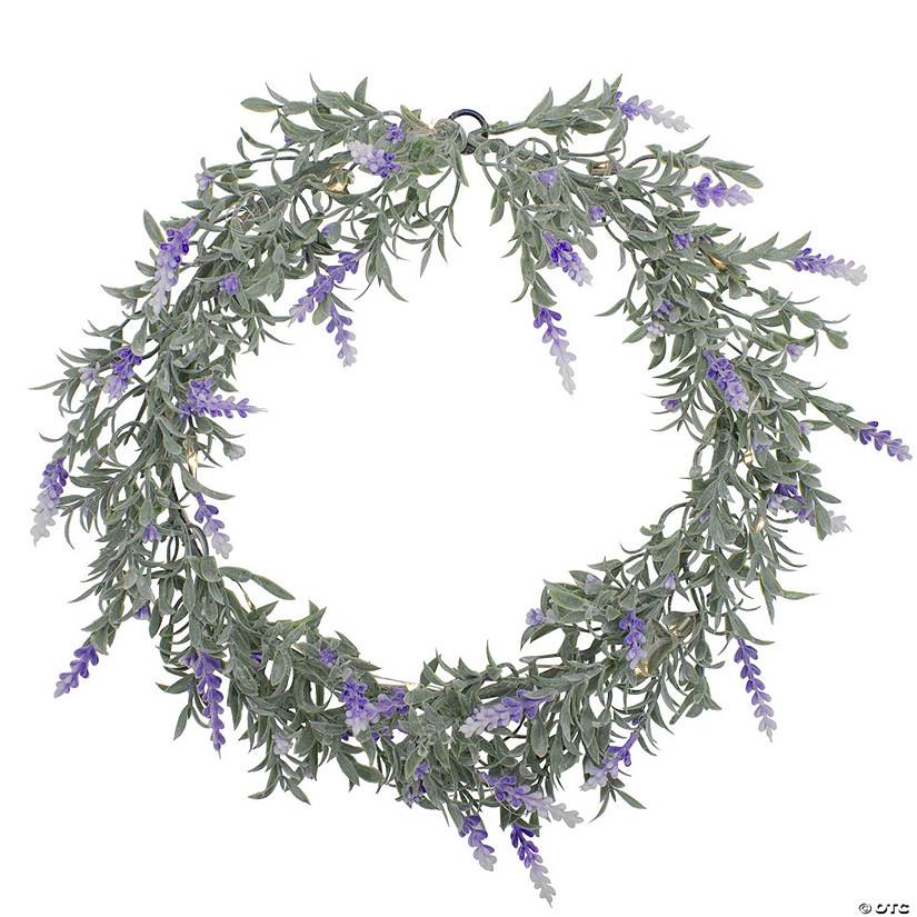Northlight artificial led lighted white and purple lavender spring wreath- 16-inch  white lights Image