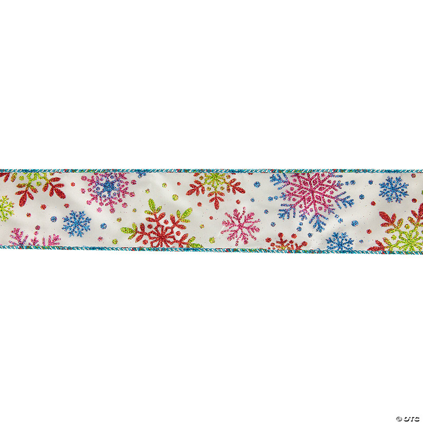 Northlight Blue and White Snowflakes Christmas Wired Craft Ribbon 2.5" x 16 Yards Image