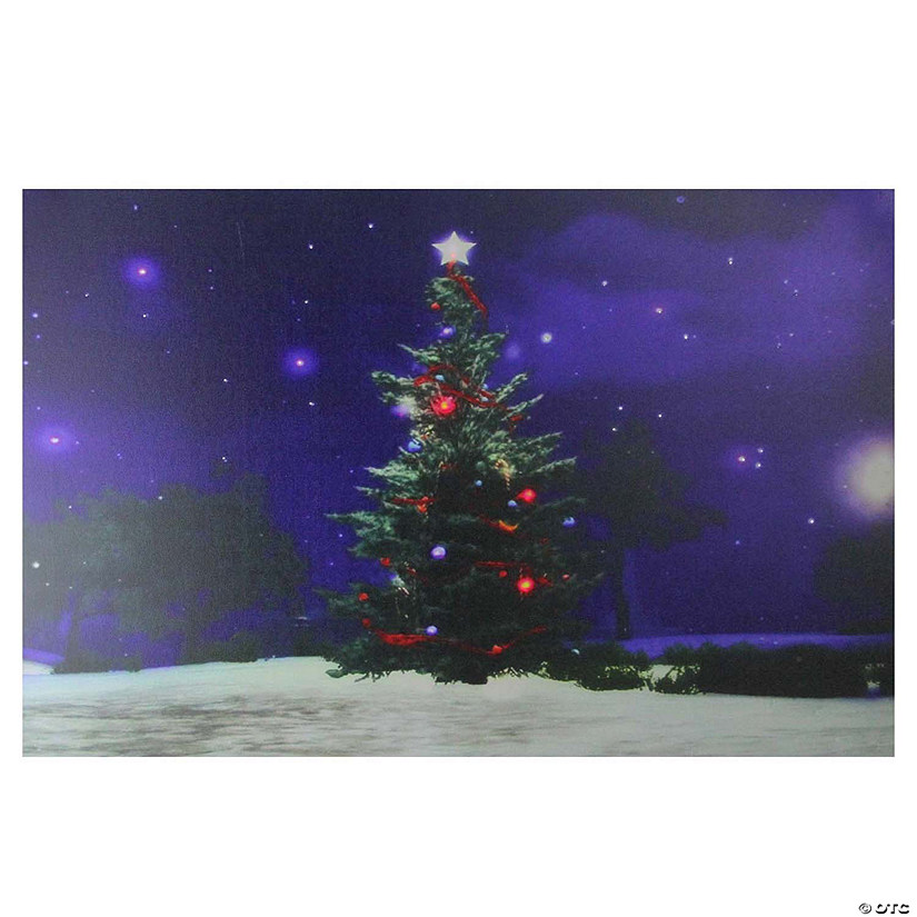 Northlight Fiber Optic and LED Lighted Color Changing Christmas Tree Canvas Wall Art 23.5" x 15.5" Image