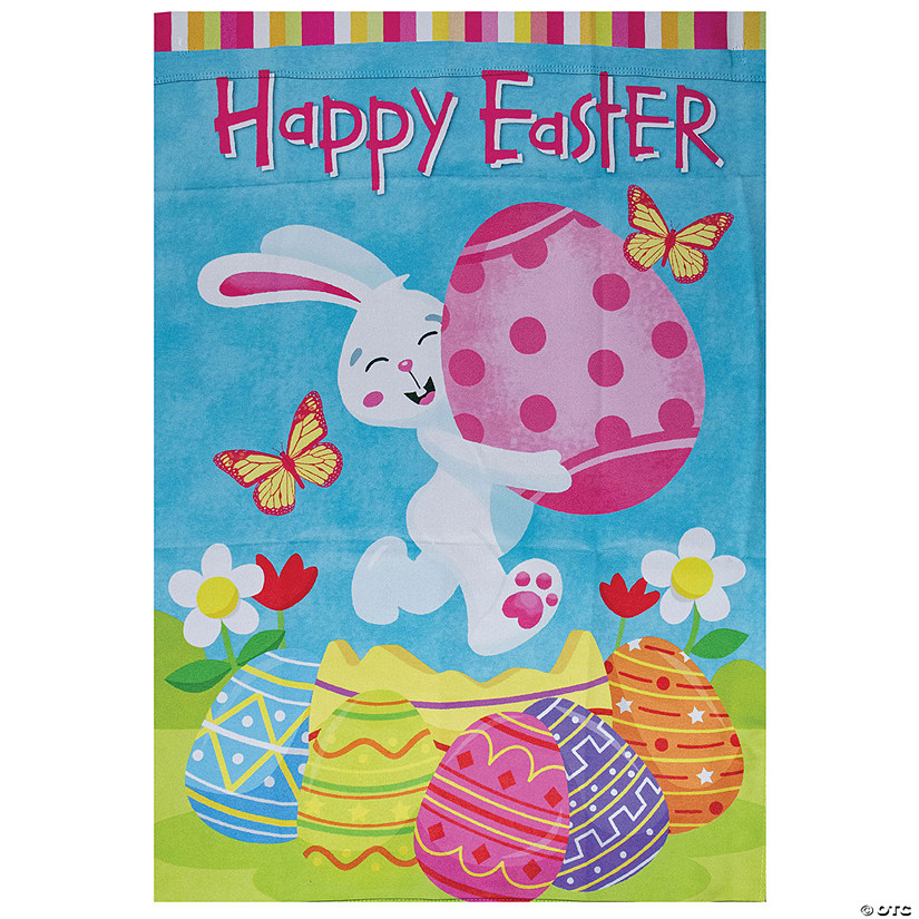 Northlight Happy Easter Bunny with Eggs Outdoor House Flag 28" x 40" Image