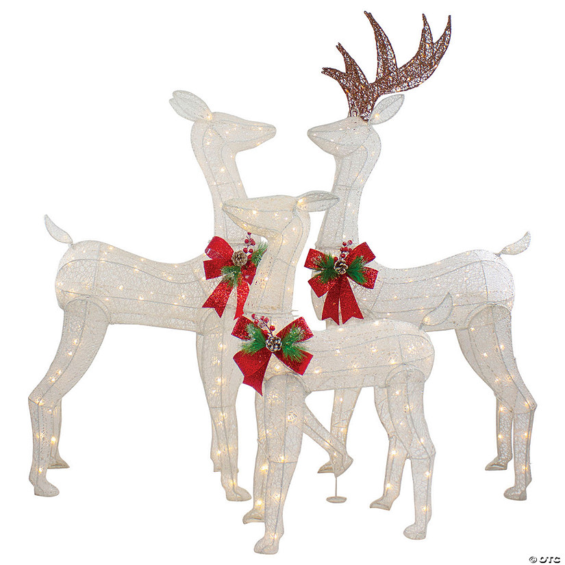 Northlight LED Pre-Lit Glittered Reindeer Family Outdoor Christmas Decorations, Set pf 3 Image