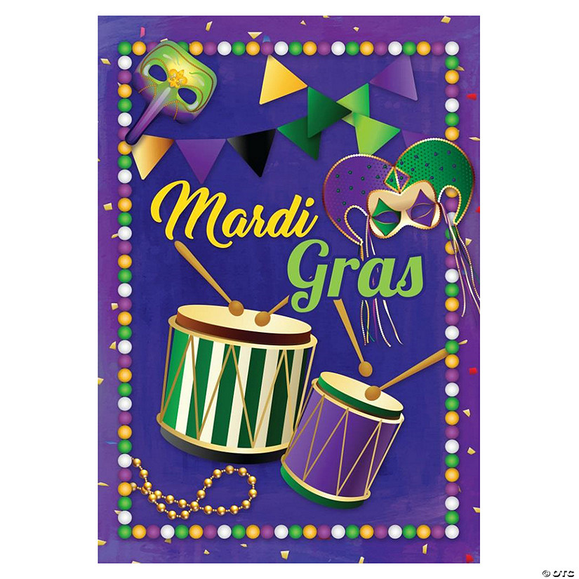 Northlight Mardi Gras Drums and Masks Outdoor House Flag 40" x 28" Image