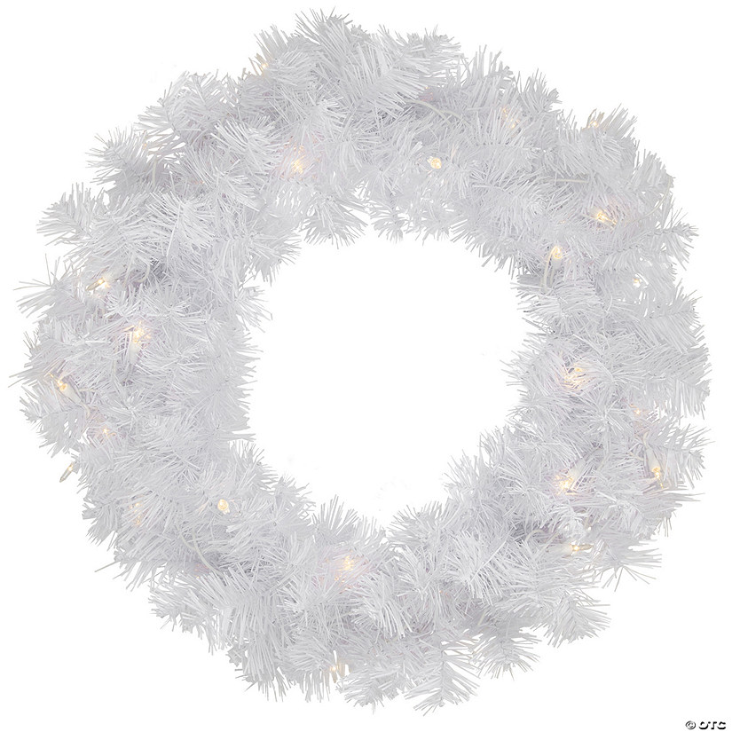Northlight Pre-Lit White Pine Artificial Christmas Wreath - 24-Inch  Clear Lights Image