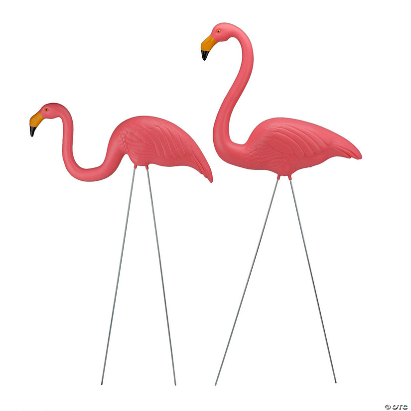 Northlight Set of 2 Tropical Pink Flamingo Outdoor Lawn Stakes 33" Image