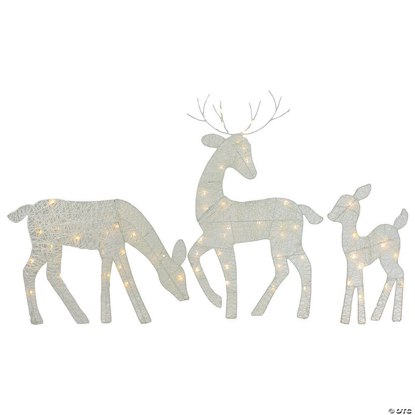 Northlight Set of 3 LED Lighted White Reindeer Family Outdoor Christmas Decorations 29" Image
