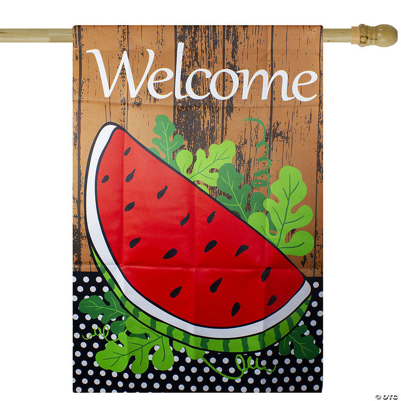 Northlight welcome watermelon slice spring outdoor house flag 28" x 40" Image