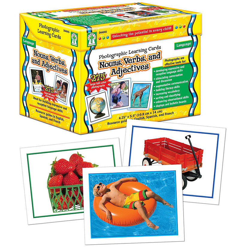 Nouns, Verbs and Adjectives Learning Cards Image