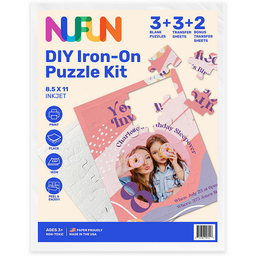 NuFun Activities DIY Blank Transfer Puzzle Kit, White, 8.5 x 11 Inch, ( Qty. 3) Image