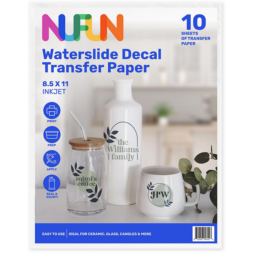 NuFun Activities DIY Waterslide Decal Transfer Paper, 8.5 x 11 Inch (10 Sheets) Image