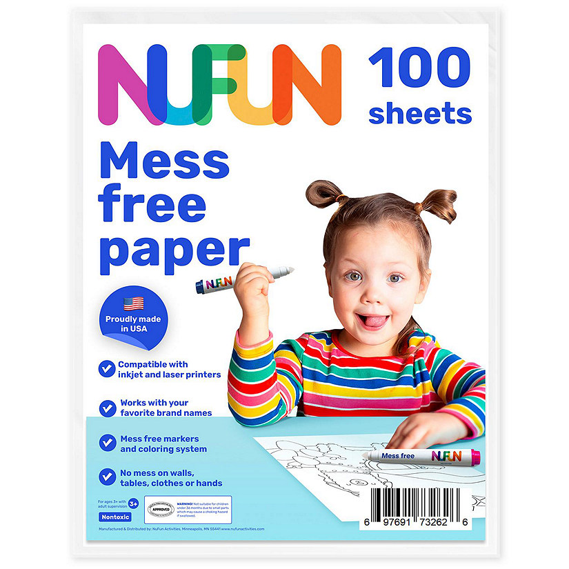 NuFun Activities Mess Free Coloring  Blank Printable Paper, 8.5 x 11 Inch, (100 Sheets) Image