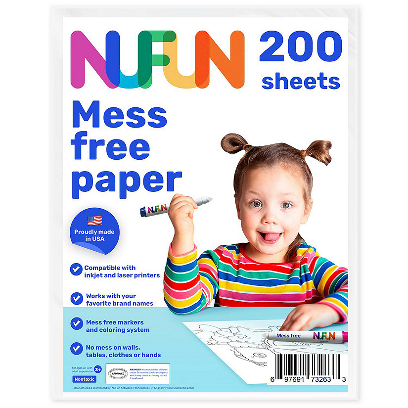 NuFun Activities Mess Free Coloring  Blank Printable Paper, 8.5 x 11 Inch, (200 Sheets) Image